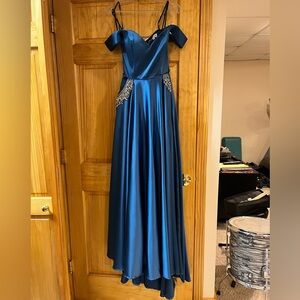 Blue Off The Shoulder Prom Dress